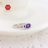  Amethyst Oval Gemstone Silver Ring - Nhẫn Đá Thạch Anh Tím 069SR 