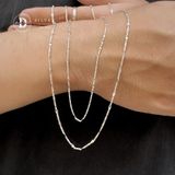  Dây Chuyền Trơn - Kiểu 1 Mặt Thoi Dẹp/1 Ống Trụ Móc Máy - Dây chuyền Bạc 925 - Silver 925 Necklace Basic Chain Ddreamer - 1147DCT 