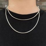  Dây Chuyền Trơn Premium - Kiểu Dây Hộp Trụ 3li -  Dây chuyền Bạc 925 - Silver 925 Necklace Basic Chain Ddreamer - 1221DCT 