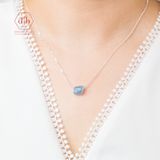  Dây Chuyền Đá Aquamarine Thô - Dây Chuyền Bạc Mix Đá Phong Thuỷ Thiên Nhiên Cho Mệnh Mộc/Thủy 