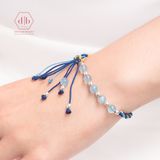  Vòng Dây Thắt Lu Thống Đá Aquamarine Và Charm Bạc  925 - Vòng Thắt Dây Thủ Công Đá Phong Thủy 