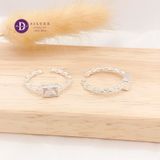  Silver 925 Ring - Nhẫn Bạc 925  - Nhẫn Freesize Chain & White Stone - Bản Xích Đá Đủ Kiểu - 2525NH 