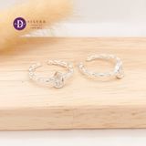  Silver 925 Ring - Nhẫn Bạc 925  - Nhẫn Freesize Chain & White Stone - Bản Xích Đá Đủ Kiểu - 2525NH 