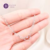  Simple Heart Line Double Chain Style Silver Bracelet - Lắc Tay Bạc 925 Trái Tim Kiểu 2 Dây Xích 1299VTT 