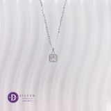  Square Diamond Button Silver Necklace - Dây Chuyền Đá Vuông Nhỏ 6mm Thanh Lịch Bạc 925  - Ddreamer 1208DCH 