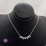  Baguette Stone & Heart Stone Curvy Bar Silver Necklace - Dây Chuyền Đính Đá Baguette & Trái Tim Bạc 925  - Ddreamer 1217DCH 