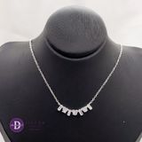  Baguette Stone & Heart Stone Curvy Bar Silver Necklace - Dây Chuyền Đính Đá Baguette & Trái Tim Bạc 925  - Ddreamer 1217DCH 