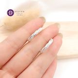  Premium Sparkling Twist Line Silver Hoops - Bông Tai Khoen Xoắn Dày Đính Đá CZ - Size 18mm Ddreamer P3044BTK 