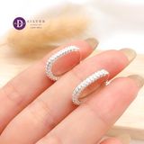  Premium Sparkling U Line Silver Hoops - Bông Tai Khoen Oval Đính Full Đá CZ - - (Size 18mmx14mm)Ddreamer 3038BTK 