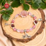  Vòng Tay Hồ Ly Thạch Anh Dâu/Moonstone/Garnet Phối Charm Bạc 925 - Vòng Tay Đá Phong Thủy Mix Charm Bạc 925 Phù Hợp Mệnh Hỏa-Thổ 