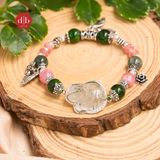  Vòng Tay Hồ Ly Thạch Anh Tóc Xanh Lá/Đá Đào Hoa/Diopside Phối Charm Bạc 925 - Vòng Tay Đá Phong Thủy Mix Charm Bạc 925 Phù Hợp Mệnh Hỏa 