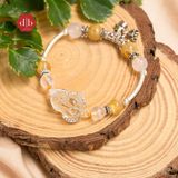  Vòng Tay Tỳ Hưu Citrine/Moonstone/Thạch Anh Tóc Vàng Phối Charm Bạc 925 - Vòng Tay Đá Phong Thủy Mix Charm Bạc 925 Phù Hợp Mệnh Kim-Thổ 