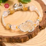  Vòng Tay Tỳ Hưu Citrine/Moonstone/Thạch Anh Tóc Vàng Phối Charm Bạc 925 - Vòng Tay Đá Phong Thủy Mix Charm Bạc 925 Phù Hợp Mệnh Kim-Thổ 