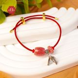  Vòng tay dây cứng đá Lu Thống Đào Hoa mix Charm Bạc 925 - Gemstone Bracelets Ddreamer 