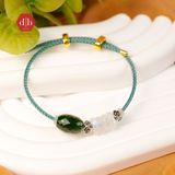  Vòng tay dây cứng đá Ngũ Điếu Moonstone & Lu Thống Phật Ngọc Vát mix Charm Bạc 925 - Gemstone Bracelets Ddreamer 