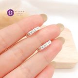  Premium X Band Sparkling Silver Hoops - Bông Tai Khoen Bản Đính Đá Hoa Văn X- Size 13mm Ddreamer 3043BTK 