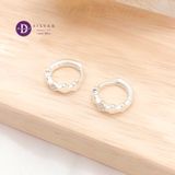  Premium X Band Sparkling Silver Hoops - Bông Tai Khoen Bản Đính Đá Hoa Văn X- Size 13mm Ddreamer 3043BTK 