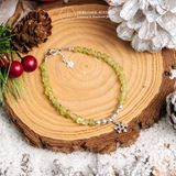  Peridot Stone Snowflake Bracelets - Vòng Tay Đá Peridot Vát Mix Charm Snowflake- Quà Tặng Giáng Sinh Ddreamer 