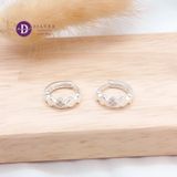  Lucky Flower Band Silver Hoops - Bông Tai Khoen Cỏ 4 Lá Đính Đá Bản Dày - Size 13mm Ddreamer 3040BTK 