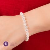  Premium Diamond Button Line Silver Bracelet - Vòng Tay Đá Halo Tròn - Viên Chủ 4li 5li - P1024VTH - Quà Tặng Sang Trọng 