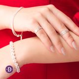  Premium Diamond Button Line Silver Bracelet - Vòng Tay Đá Halo Tròn - Viên Chủ 4li 5li - P1024VTH 