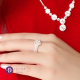  Nhẫn Bộ 2 Chiếc Bạc 925 - Sparkling Diamond Button Sunflower - Silver 925 Ring Set - P2617NH Ddreamer 