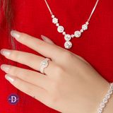  Nhẫn Bộ 2 Chiếc Bạc 925 - Sparkling Diamond Button Sunflower - Silver 925 Ring Set - P2617NH Ddreamer 