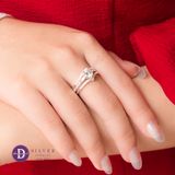  Nhẫn Bộ 3 Chiếc Bạc 925 - Nhẫn Premium Đá Chủ 7li 5 Chấu & 2 Nhẫn Line Đá - Silver 925 Ring Set - P2618NH Ddreamer 