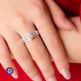  Nhẫn Bộ 3 Chiếc Bạc 925 - Nhẫn Premium Đá Chủ 7li 5 Chấu & 2 Nhẫn Line Đá - Silver 925 Ring Set - P2618NH Ddreamer 