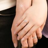  Couple Rings - Nhẫn Cặp Princess 1 Viên Đá CZ 6li & Bản Hammer Tree 4.5mm - 2621NH 2415NT 