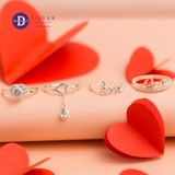  Nhẫn Trái Tim Đính Đá Giọt Nước Nữ Tính - Nhẫn Tặng Bạn Gái Dịp Valentine - Heart Falling Teardrop Silver Ring 2062NH 