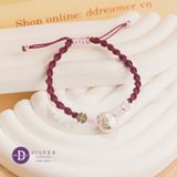  Vòng Thắt May Mắn Mèo Thần Tài Cỏ 4 Lá Lucky Flower - Charm Bạc 925 - Vòng Tay Dây Thắt Thủ Công Ddreamer 