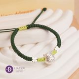  Vòng Thắt May Mắn Mèo Thần Tài Cỏ 4 Lá Lucky Flower - Charm Bạc 925 - Vòng Tay Dây Thắt Thủ Công Ddreamer 