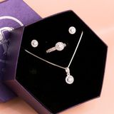  Jewelry Gift Set - Bộ Trang Sức Ổ Hoa Tròn Line Đính Đá CZ Trẻ Trung, Nữ Tính -  Button line CZ Gift Set 