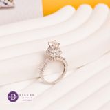  Nhẫn Nữ Đá Moissanite 6li Bạc 925 Cao Cấp Xi Kim - Nhẫn Moissanite Ổ Đá Vuông 2 Line Đá Halo Đai Đá Baguette Moissanite MR015 