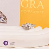  Nhẫn Nữ Đá Moissanite 6li Bạc 925 Cao Cấp Xi Kim - Nhẫn Moissanite Ổ Đá Vuông 2 Line Đá Halo Đai Đá Baguette Moissanite MR015 