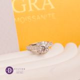  Nhẫn Nữ Đá Moissanite 6li Bạc 925 Cao Cấp Xi Kim - Nhẫn Moissanite Ổ Đá Vuông 2 Line Đá Halo Đai Đá Baguette Moissanite MR015 