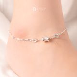  Premium Sparkling Tube Silver Anklet Bracelet - Lắc Chân Premium Ống Trụ Đính Đá - Lắc Chân Bạc 925 539LCH 