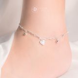  Heart Silver Anklet Bracelet - Lắc Chân Xích Trái Tim Đính Đá - Lắc Chân Bạc 925 533LCH 