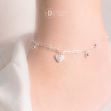  Heart Silver Anklet Bracelet - Lắc Chân Xích Trái Tim Đính Đá - Lắc Chân Bạc 925 533LCH 