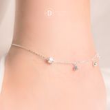  Baguette Stone Tube Silver Anklet Bracelet - Lắc Chân Ống Trụ & Đá Rơi Tòn Ten - Lắc Chân Bạc 925 537LCH 