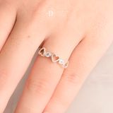  3 Hearts & 2 Round Stone Silver Ring - Nhẫn Trái Tim Đính Đá - Ddreamer 2653NH 