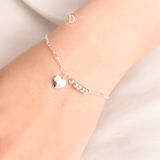  Heart Stone Oval Chain Silver Bracelet - Lắc Tay Bạc 925 Trái Tim Đính Đá Cá Tính 1315VTH 