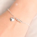  Heart Stone Oval Chain Silver Bracelet - Lắc Tay Bạc 925 Trái Tim Đính Đá Cá Tính 1315VTH 