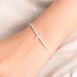  Sparkling Cross 1.5mm Freesize Silver Bracelet - Vòng Tay Dây Rút Thánh Giá Đính Đá  1301VTH - Quà Tặng Vòng Tay 