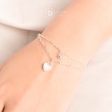  White Heart & Ball Oval Chain Silver Bracelet - Vòng Tay Bạc 925 Dây Xích Đôi Trái Tim 886VTH 