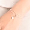 White Heart & Ball Oval Chain Silver Bracelet - Vòng Tay Bạc 925 Dây Xích Đôi Trái Tim 886VTH