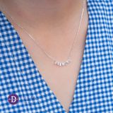  Baguette Stone & Heart Stone Curvy Bar Silver Necklace - Dây Chuyền Đính Đá Baguette & Trái Tim Bạc 925  - Ddreamer 1217DCH 