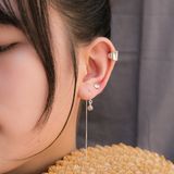  Brush Cube Long Silver Earring - Hoa Tai Bạc 925 Xỏ Dài Kiểu Khối Hộp Nhám Tòn Ten - 3113BTH - Ddreamer 