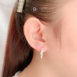  Premium Sparkling Twist Line Silver Hoops - Bông Tai Khoen Xoắn Dày Đính Đá CZ - Size 18mm Ddreamer P3044BTK 